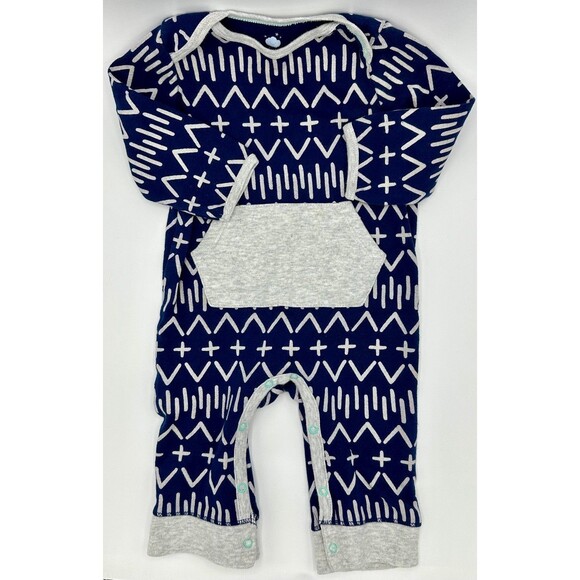 cloud island Other - Cloud Island Long Sleeve Romper with Pocket Blue White Gray (949)